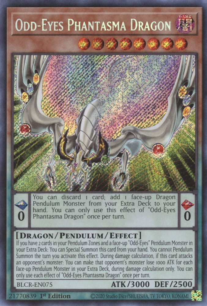 Odd-Eyes Phantasma Dragon [BLCR-EN075] Secret Rare | Cracking-Singles