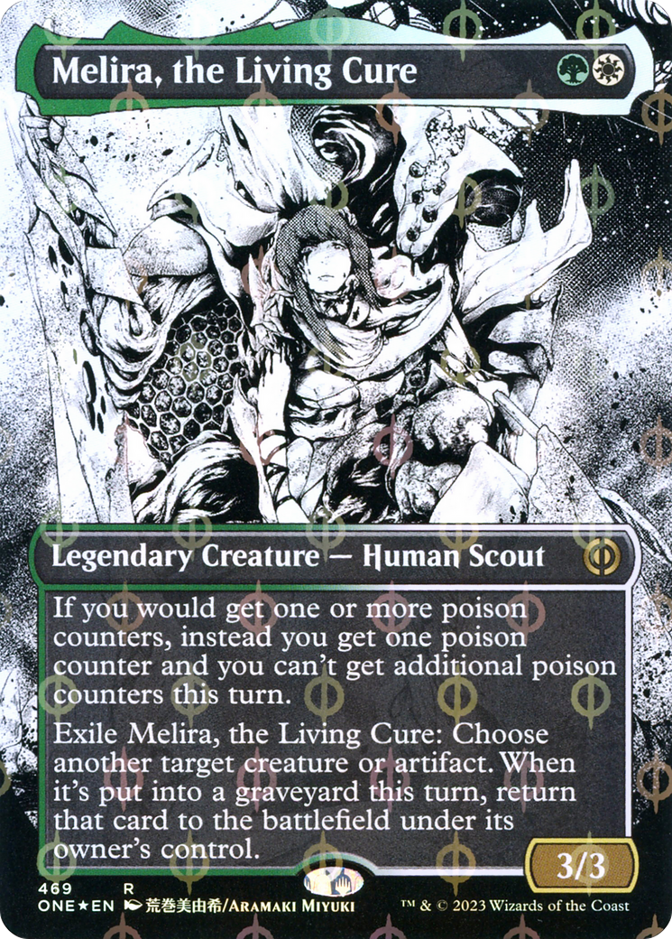 Melira, the Living Cure (Borderless Manga Step-and-Compleat Foil) [Phyrexia: All Will Be One] | Cracking-Singles