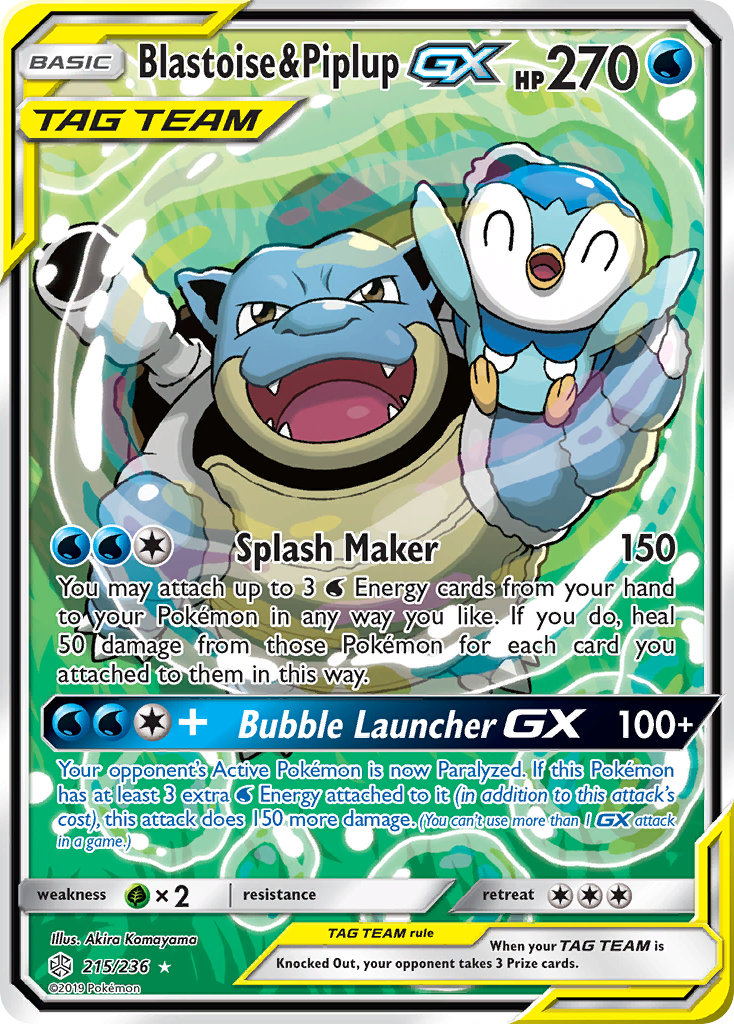 Blastoise & Piplup GX (215/236) [Sun & Moon: Cosmic Eclipse] | Cracking-Singles