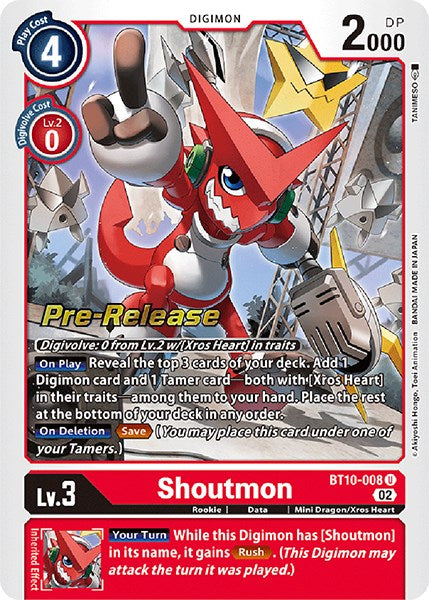 Shoutmon [BT10-008] [Xros Encounter Pre-Release Cards] | Cracking-Singles