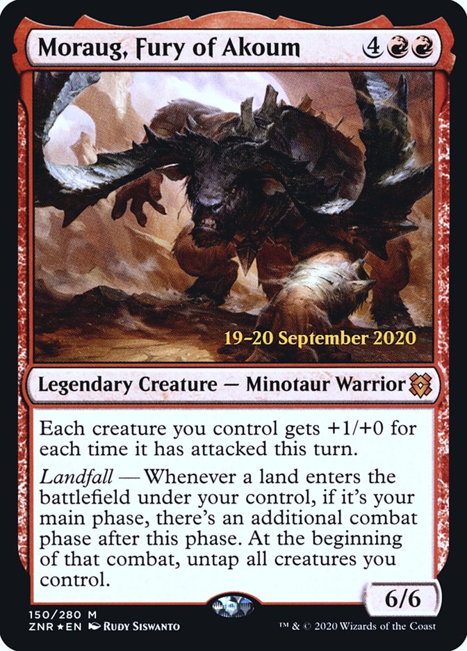 Moraug, Fury of Akoum  [Zendikar Rising Prerelease Promos] | Cracking-Singles