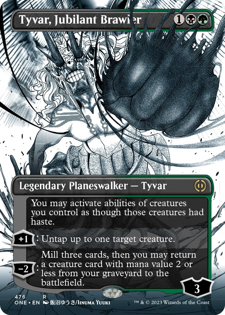 Tyvar, Jubilant Brawler (Borderless Manga Step-and-Compleat Foil) [Phyrexia: All Will Be One] | Cracking-Singles