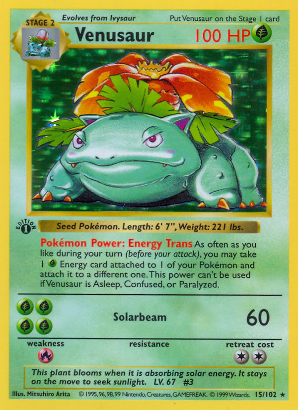 Venusaur (15/102) (Shadowless) [Base Set 1st Edition] | Cracking-Singles