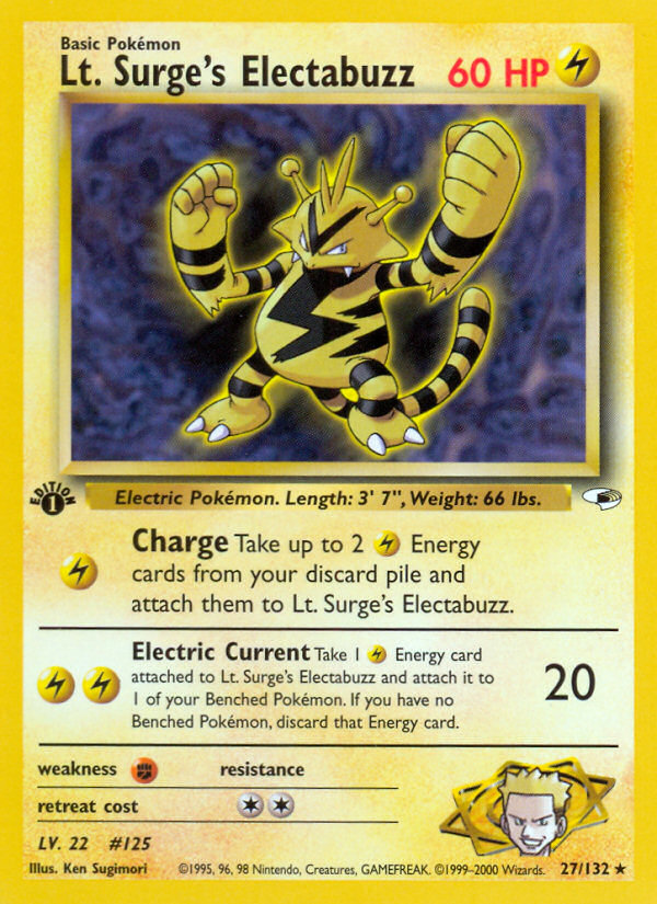 Lt. Surge's Electabuzz (27/132) [Gym Heroes 1st Edition] | Cracking-Singles