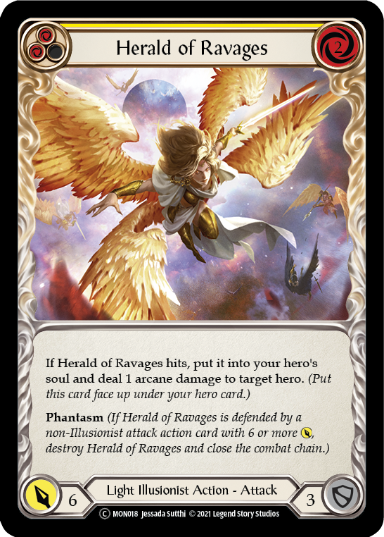 Herald of Ravages (Yellow) (Rainbow Foil) [U-MON018-RF] Unlimited Rainbow Foil | Cracking-Singles