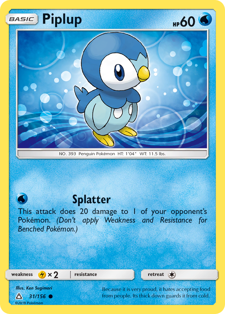 Piplup (31/156) [Sun & Moon: Ultra Prism] | Cracking-Singles