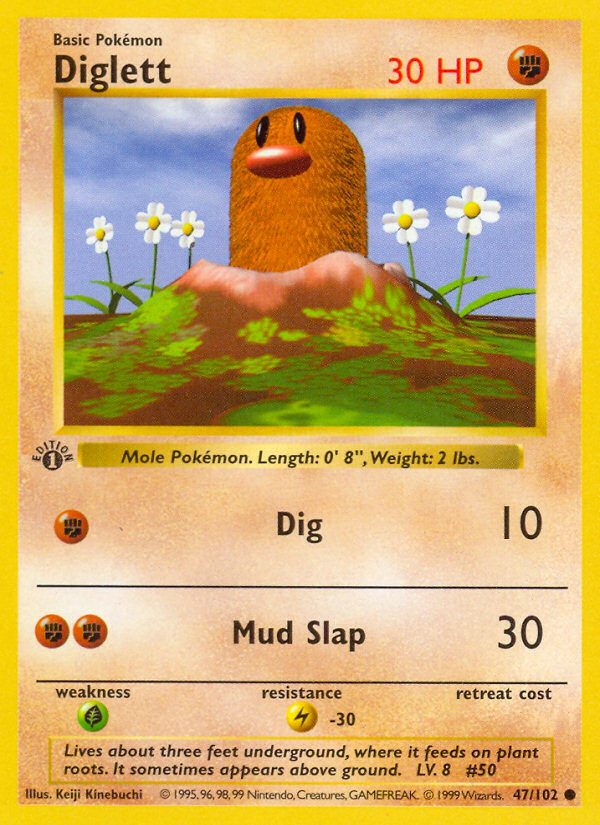 Diglett (47/102) (Shadowless) [Base Set 1st Edition] | Cracking-Singles