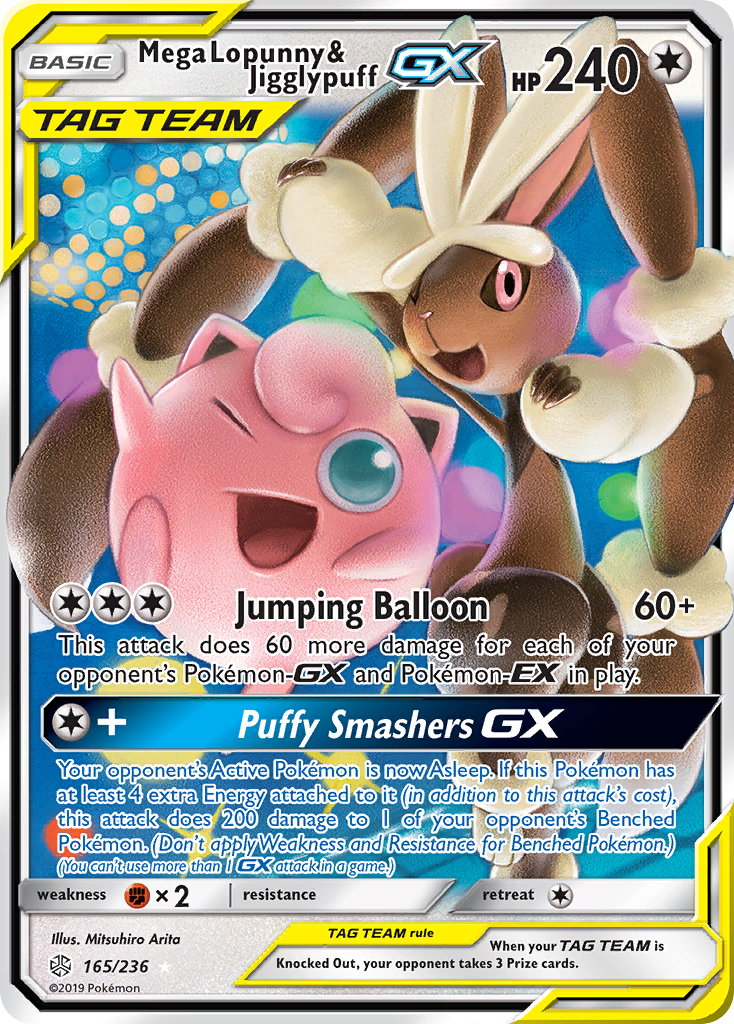 Mega Lopunny & Jigglypuff GX (165/236) [Sun & Moon: Cosmic Eclipse] | Cracking-Singles