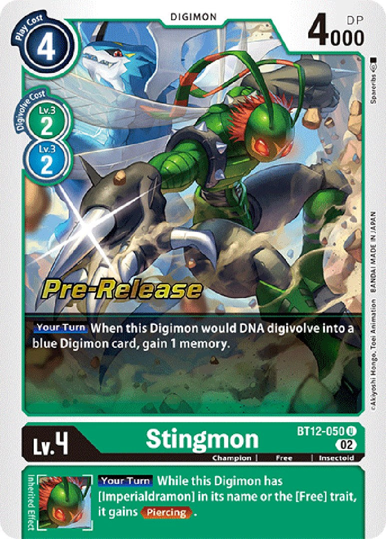 Stingmon [BT12-050] [Across Time Pre-Release Cards] | Cracking-Singles