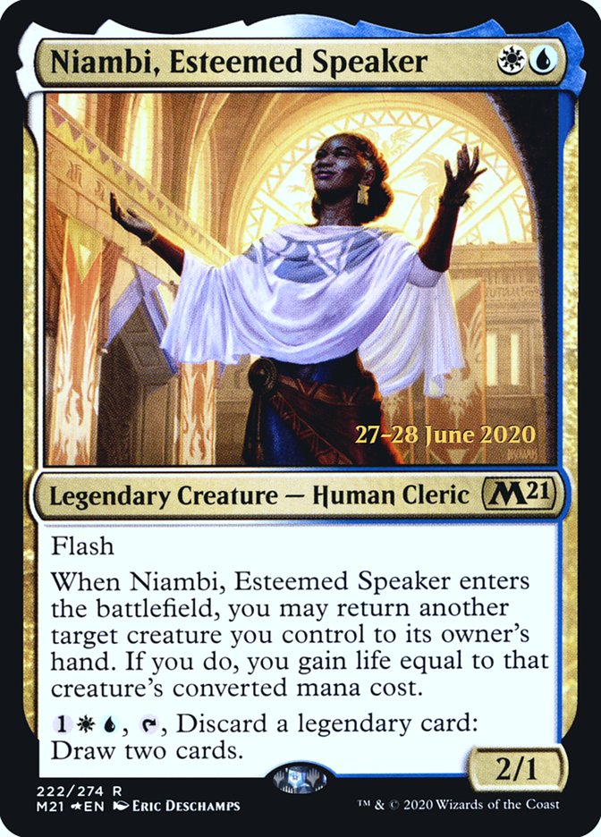 Niambi, Esteemed Speaker  [Core Set 2021 Prerelease Promos] | Cracking-Singles