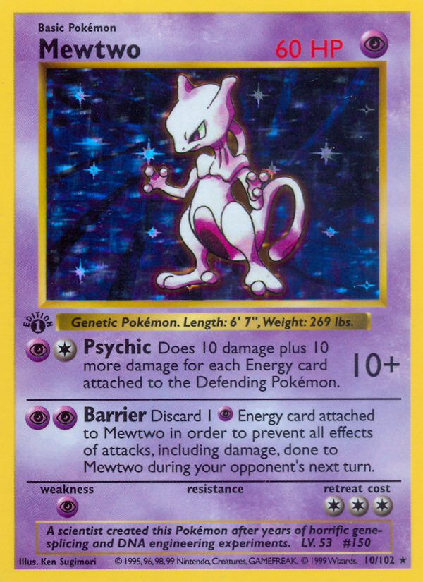 Mewtwo (10/102) (Shadowless) [Base Set 1st Edition] | Cracking-Singles