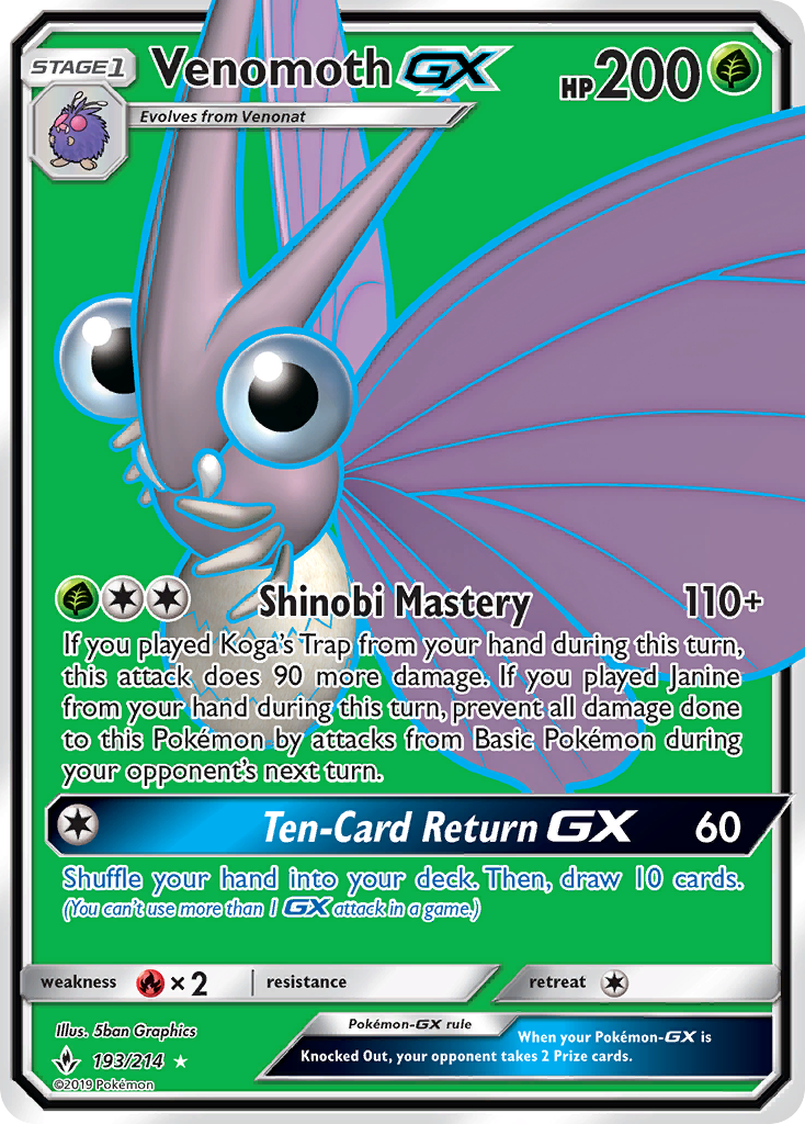 Venomoth GX (193/214) [Sun & Moon: Unbroken Bonds] | Cracking-Singles