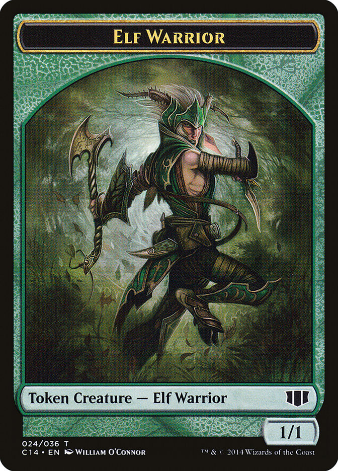 Elephant // Elf Warrior Double-sided Token [Commander 2014 Tokens] | Cracking-Singles