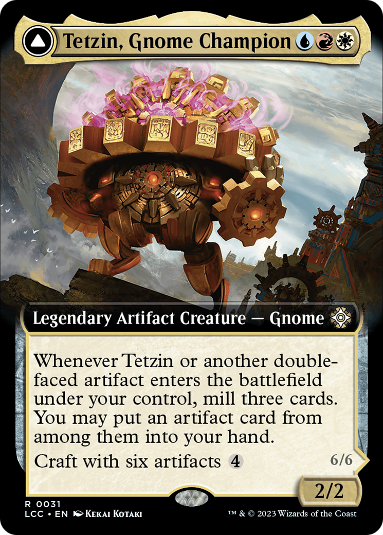 Tetzin, Gnome Champion // The Golden-Gear Colossus (Extended Art) [The Lost Caverns of Ixalan Commander] | Cracking-Singles