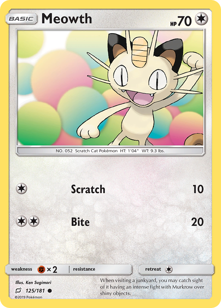 Meowth (125/181) [Sun & Moon: Team Up] | Cracking-Singles