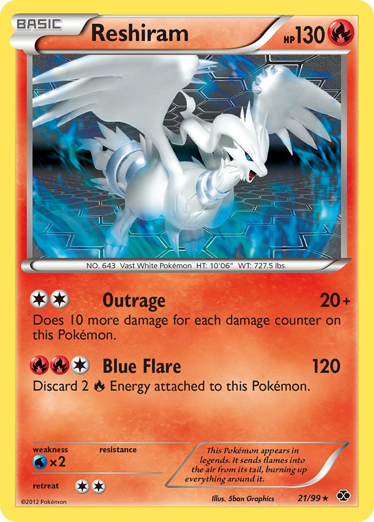 Reshiram (21/99) (Theme Deck Exclusive) [Black & White: Next Destinies] | Cracking-Singles