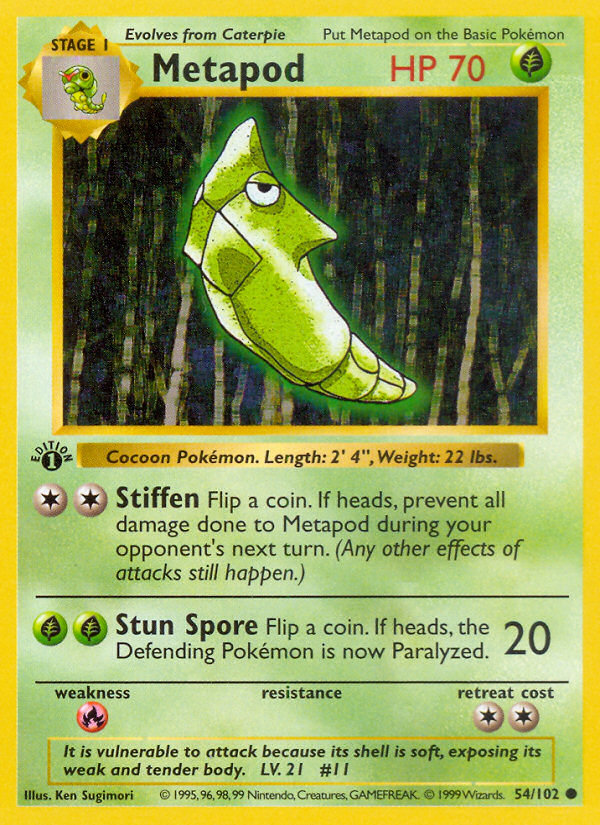 Metapod (54/102) (Shadowless) [Base Set 1st Edition] | Cracking-Singles