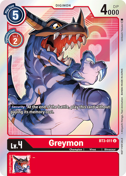 Greymon [BT3-011] (Buy-A-Box Promo) [Release Special Booster Ver.1.5 Promos] | Cracking-Singles