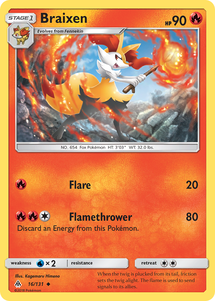 Braixen (16/131) [Sun & Moon: Forbidden Light] | Cracking-Singles