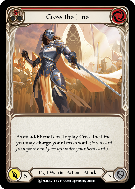 Cross the Line (Red) (Rainbow Foil) [U-MON045-RF] Unlimited Rainbow Foil | Cracking-Singles