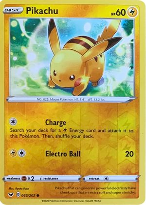 Pikachu (065/202) (Reverse Cosmos Holo) [Sword & Shield: Base Set] | Cracking-Singles