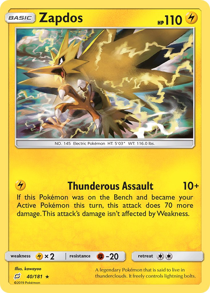 Zapdos (40/181) (Theme Deck Exclusive) [Sun & Moon: Team Up] | Cracking-Singles