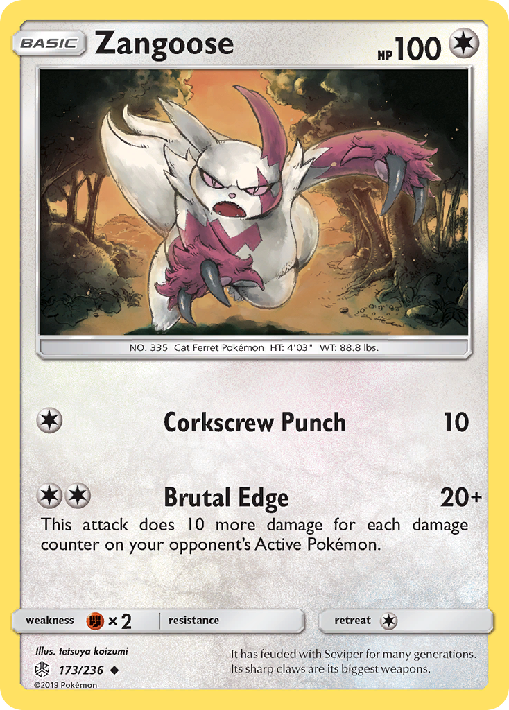 Zangoose (173/236) [Sun & Moon: Cosmic Eclipse] | Cracking-Singles