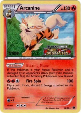 Arcanine (12/99) (Staff Prerelease Promo) [Black & White: Black Star Promos] | Cracking-Singles