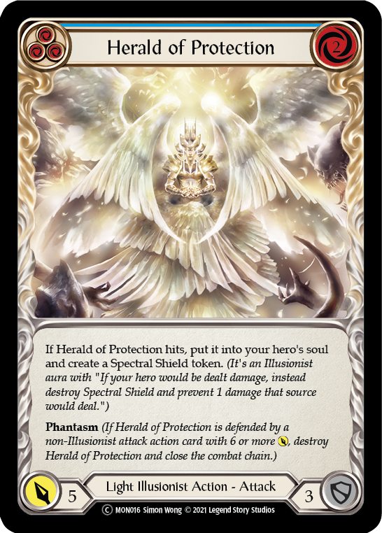 Herald of Protection (Blue) (Rainbow Foil) [U-MON016-RF] Unlimited Rainbow Foil | Cracking-Singles