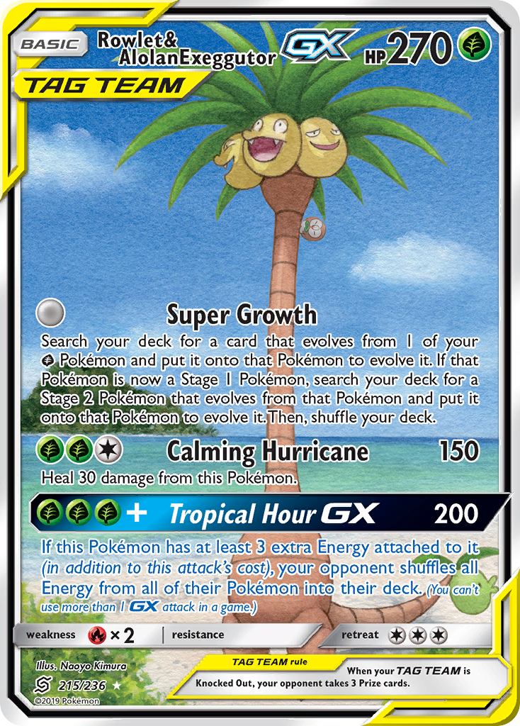 Rowlet & Alolan Exeggutor GX (215/236) [Sun & Moon: Unified Minds] | Cracking-Singles