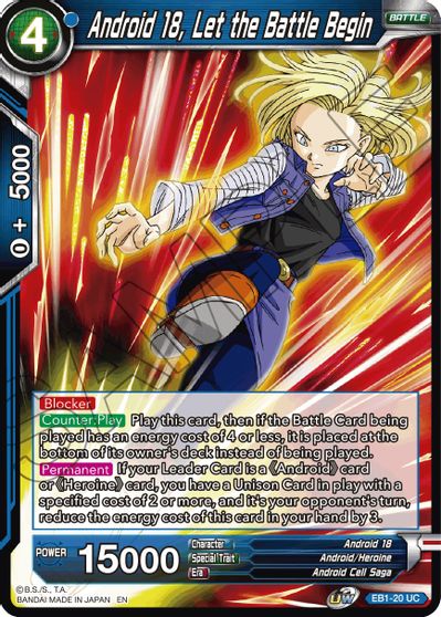 Android 18, Let the Battle Begin (EB1-20) [Battle Evolution Booster] | Cracking-Singles