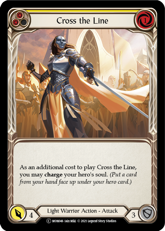 Cross the Line (Yellow) (Rainbow Foil) [U-MON046-RF] Unlimited Rainbow Foil | Cracking-Singles