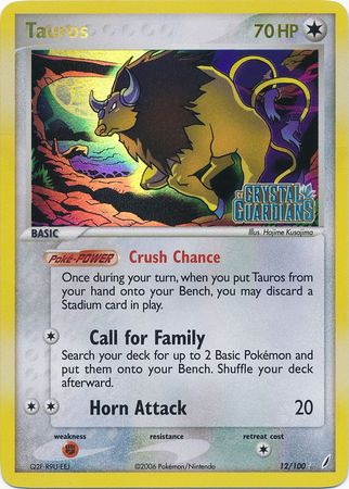 Tauros (12/100) (Stamped) [EX: Crystal Guardians] | Cracking-Singles