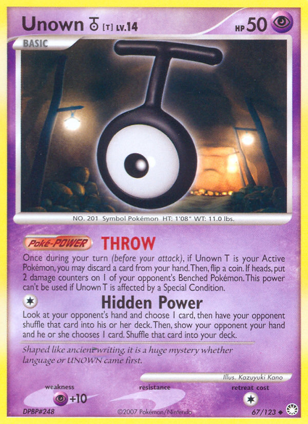 Unown T (67/123) [Diamond & Pearl: Mysterious Treasures] | Cracking-Singles