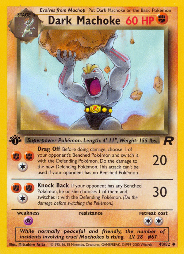 Dark Machoke (40/82) [Team Rocket 1st Edition] | Cracking-Singles