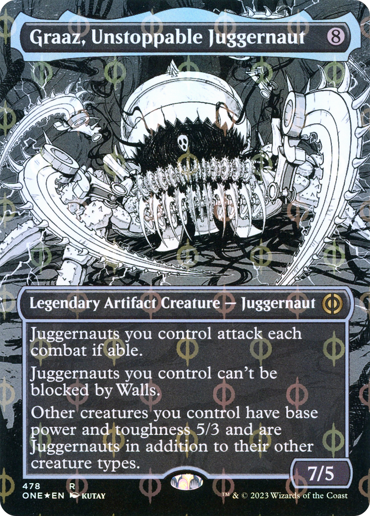 Graaz, Unstoppable Juggernaut (Borderless Manga Step-and-Compleat Foil) [Phyrexia: All Will Be One] | Cracking-Singles