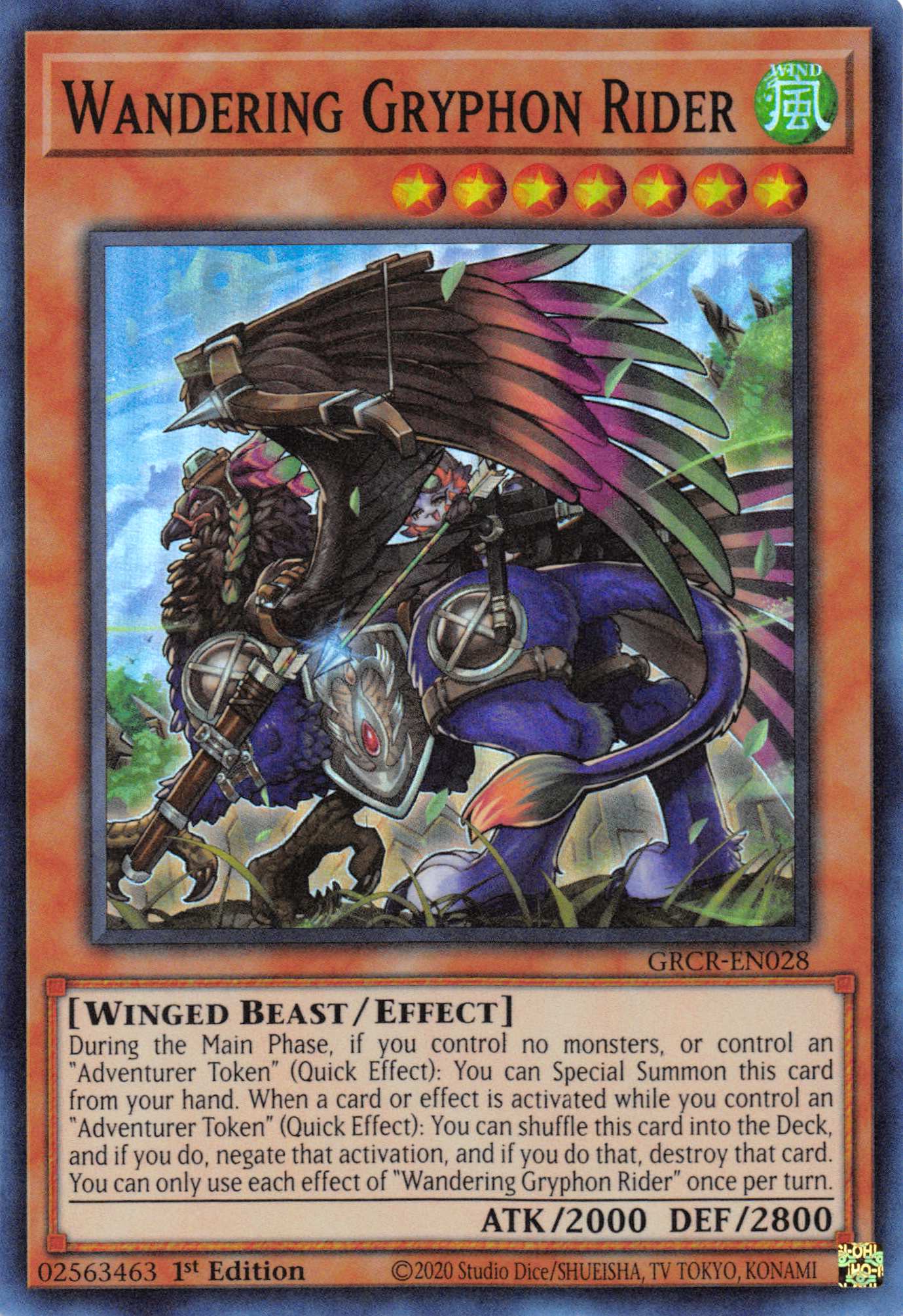 Wandering Gryphon Rider [GRCR-EN028] Super Rare | Cracking-Singles