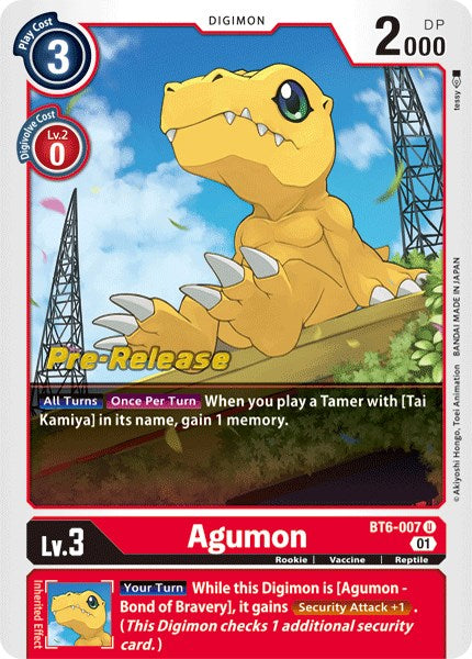 Agumon [BT6-007] [Double Diamond Pre-Release Cards] | Cracking-Singles