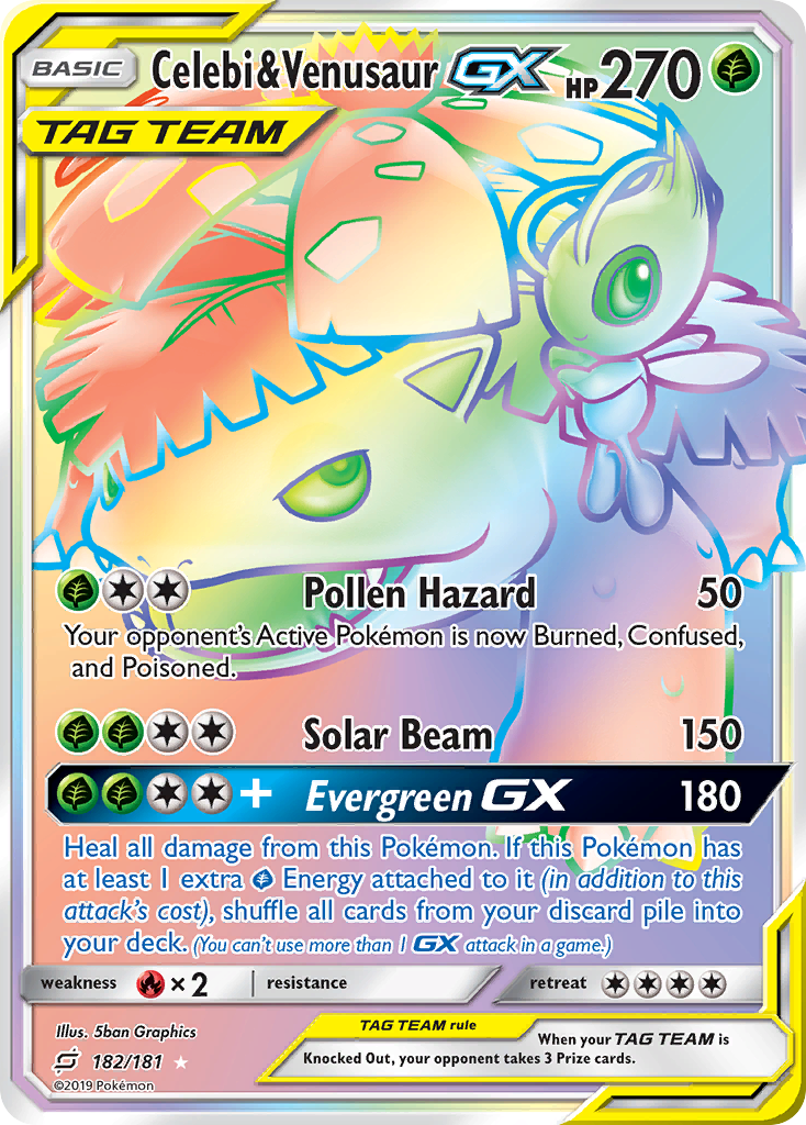 Celebi & Venusaur GX (182/181) [Sun & Moon: Team Up] | Cracking-Singles