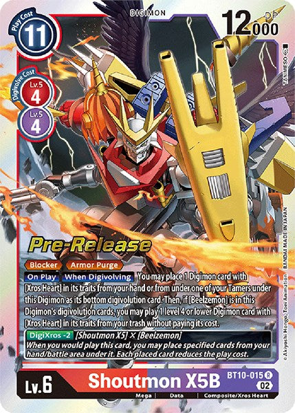 Shoutmon X5B [BT10-015] [Xros Encounter Pre-Release Cards] | Cracking-Singles