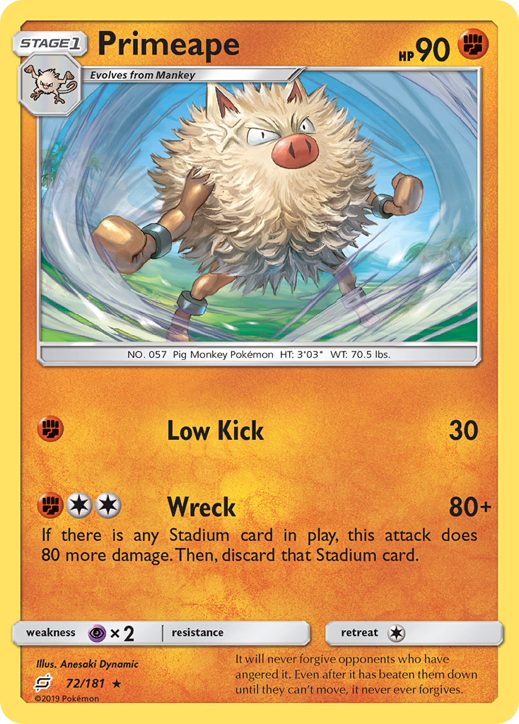 Primeape (72/181) [Sun & Moon: Team Up] | Cracking-Singles