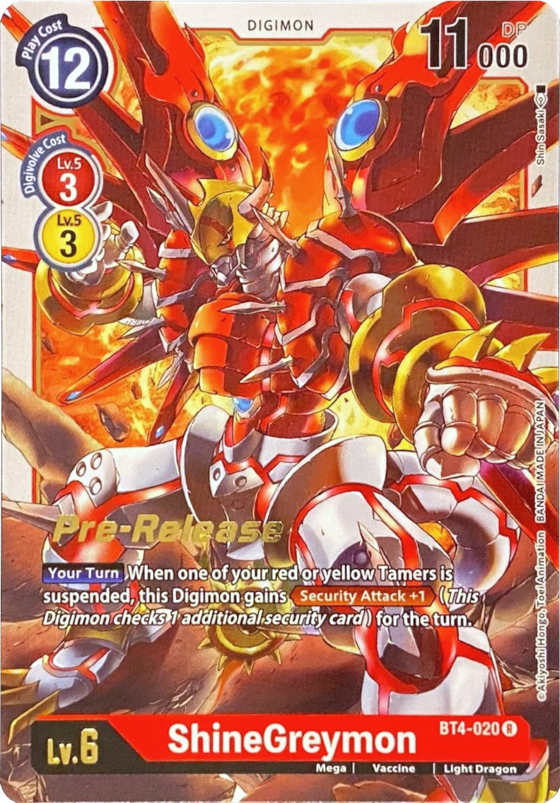 ShineGreymon [BT4-020] [Great Legend Pre-Release Promos] | Cracking-Singles