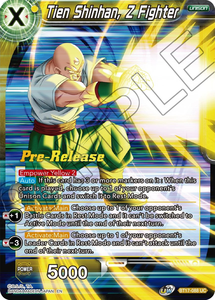 Tien Shinhan, Z Fighter (BT17-088) [Ultimate Squad Prerelease Promos] | Cracking-Singles