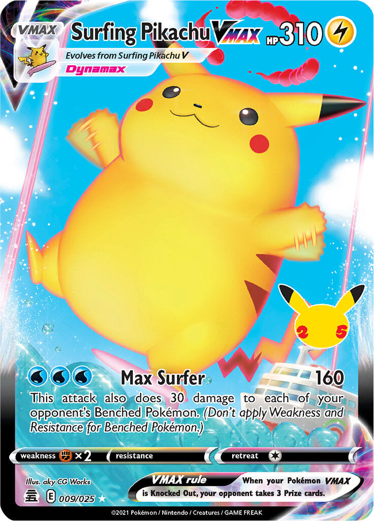 Surfing Pikachu VMAX (009/025) [Celebrations: 25th Anniversary] | Cracking-Singles