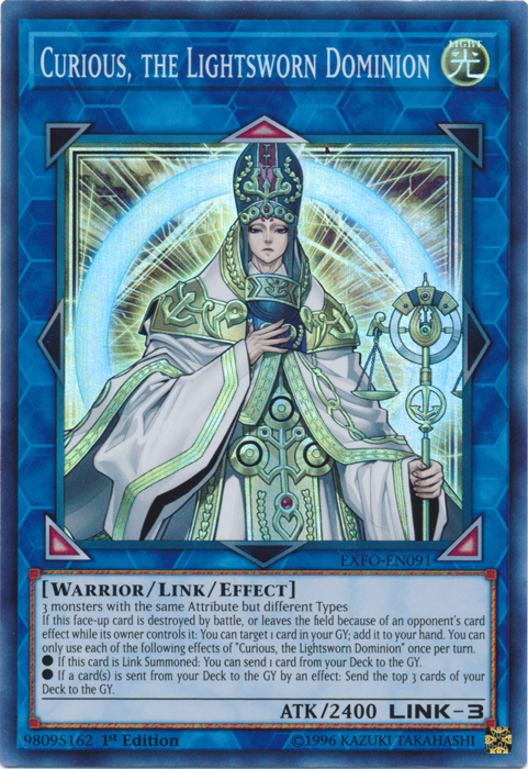 Curious, the Lightsworn Dominion [EXFO-EN091] Super Rare | Cracking-Singles