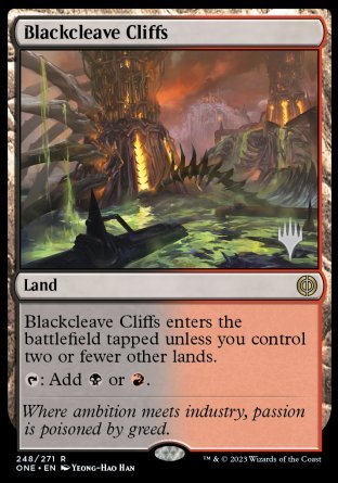 Blackcleave Cliffs (Promo Pack) [Phyrexia: All Will Be One Promos] | Cracking-Singles