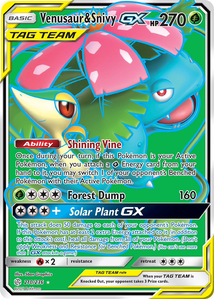 Venusaur & Snivy GX (210/236) [Sun & Moon: Cosmic Eclipse] | Cracking-Singles