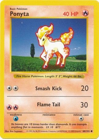 Ponyta (60/102) [Base Set Shadowless Unlimited] | Cracking-Singles