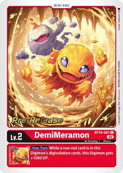 DemiMeramon [BT10-001] [Xros Encounter Pre-Release Cards] | Cracking-Singles