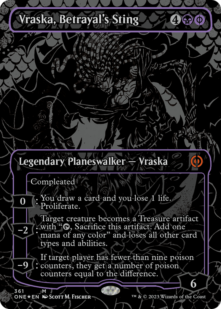 Vraska, Betrayal's Sting (Oil Slick Raised Foil) [Phyrexia: All Will Be One] | Cracking-Singles